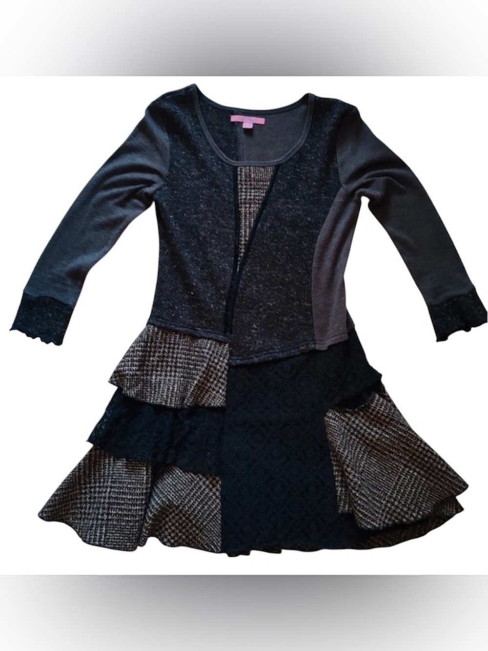🖤 Joe Browns Patchwork Knit & Tweed Midi Dress – Size 12 (M) 🖤